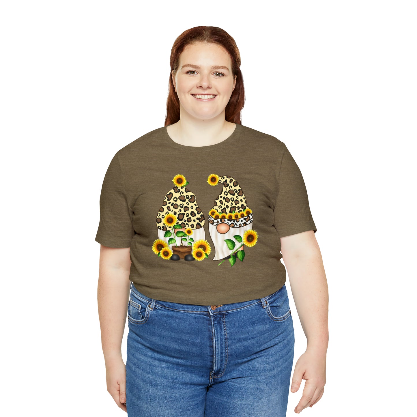 Gnomes and Sunflowers Unisex Jersey Short Sleeve Graphic Tees