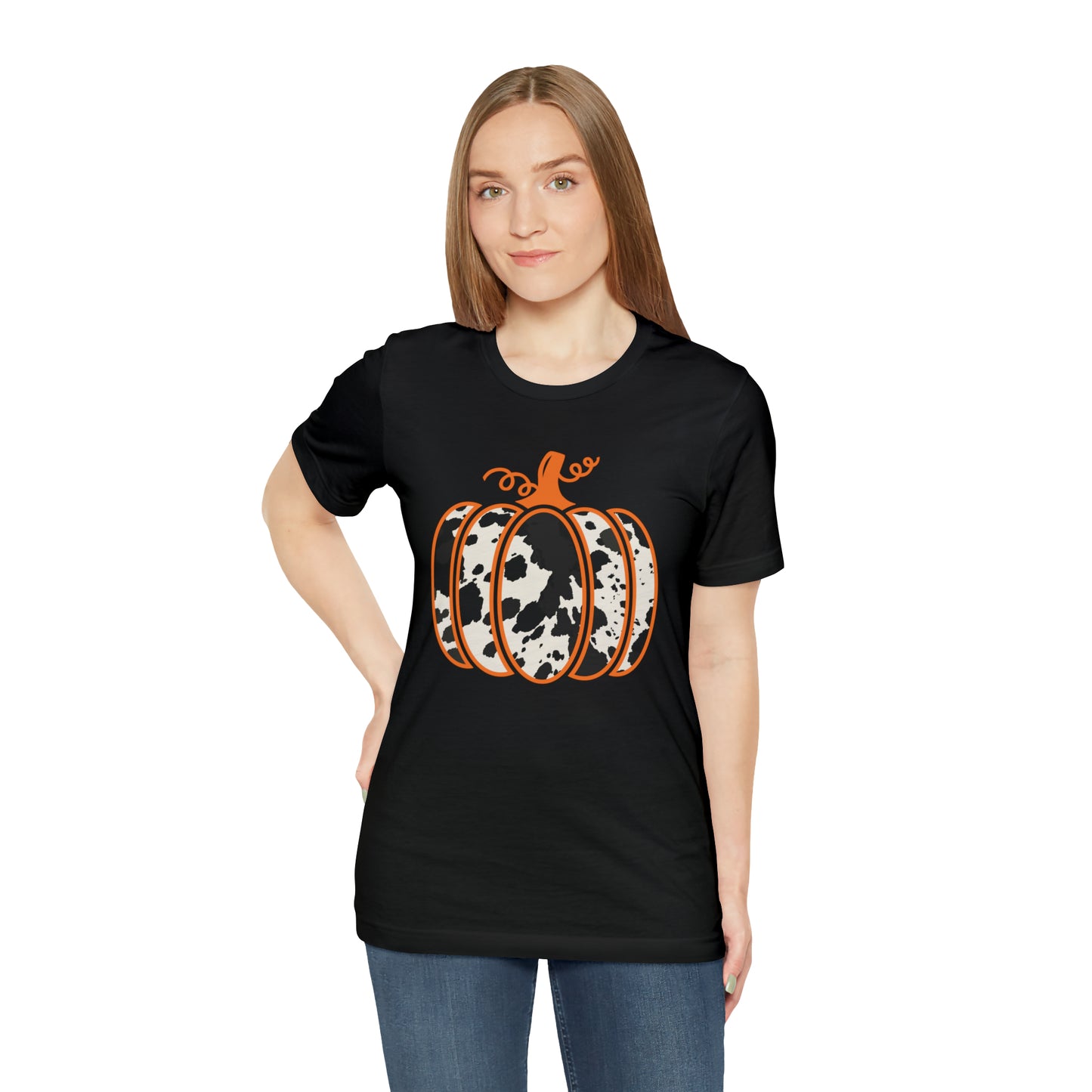 Cow Print Pumpkin Unisex Jersey Short Sleeve Graphic Tees