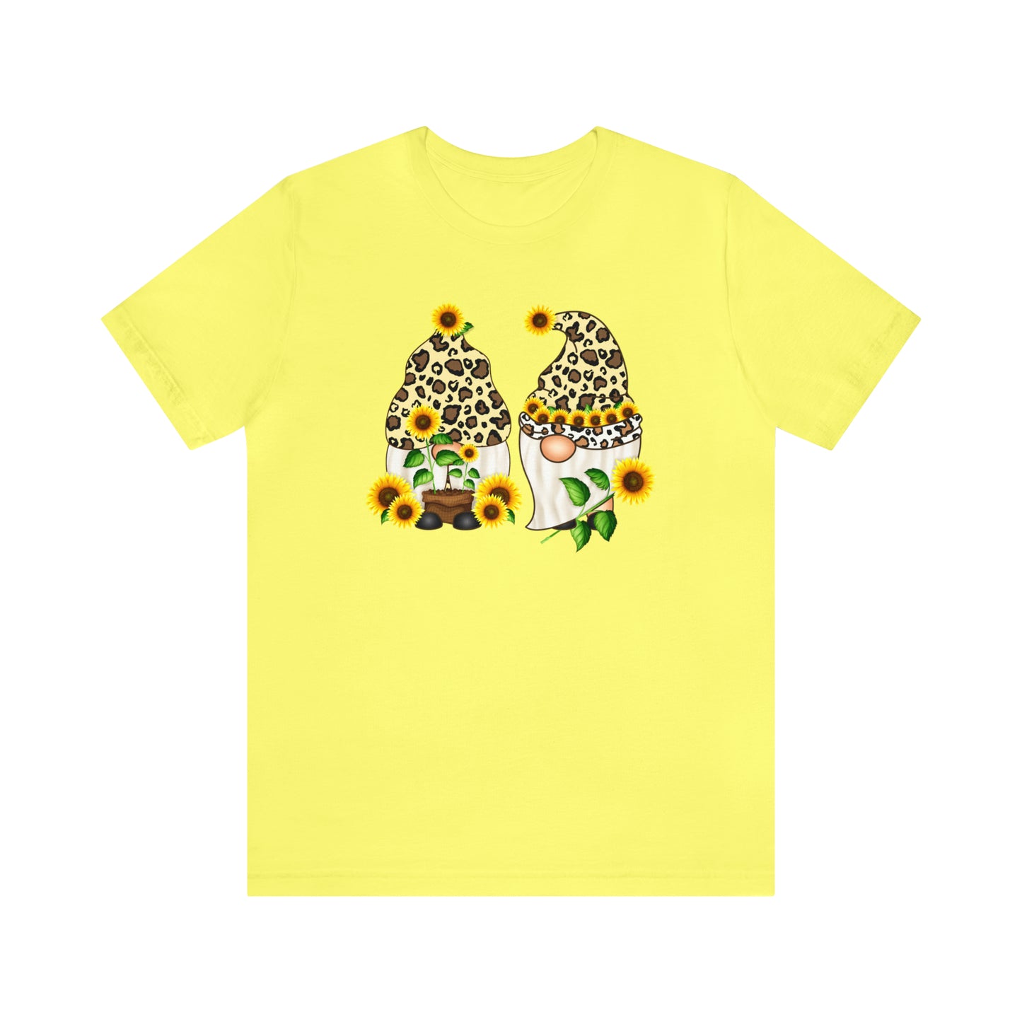 Gnomes and Sunflowers Unisex Jersey Short Sleeve Graphic Tees