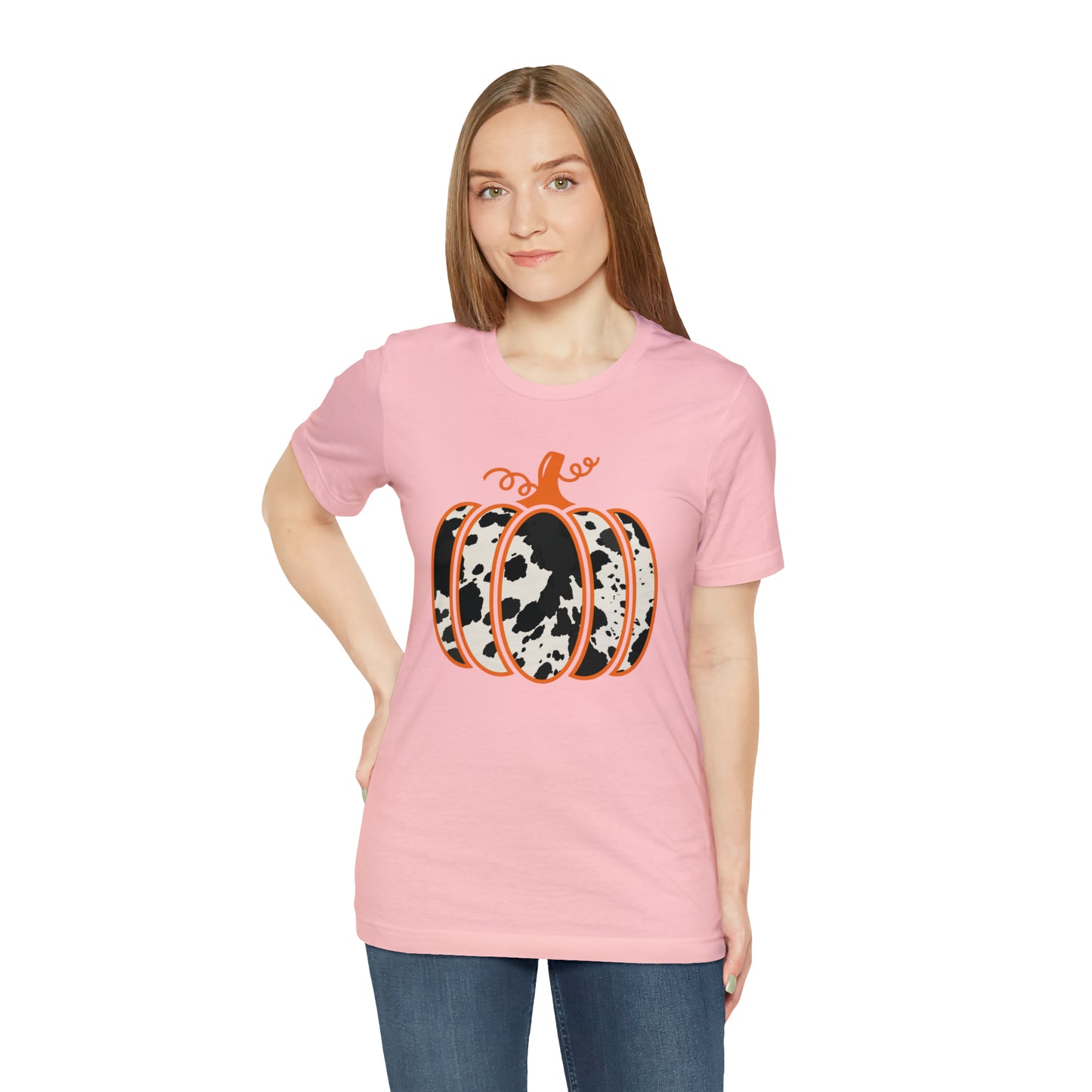 Cow Print Pumpkin Unisex Jersey Short Sleeve Graphic Tees