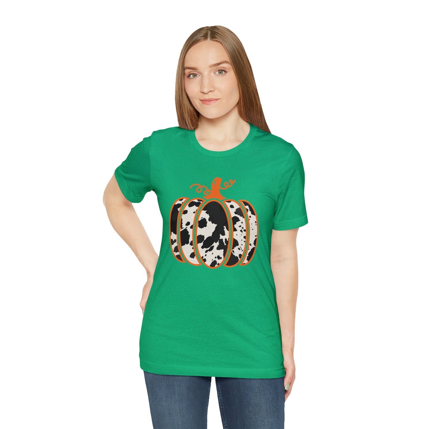 Cow Print Pumpkin Unisex Jersey Short Sleeve Graphic Tees