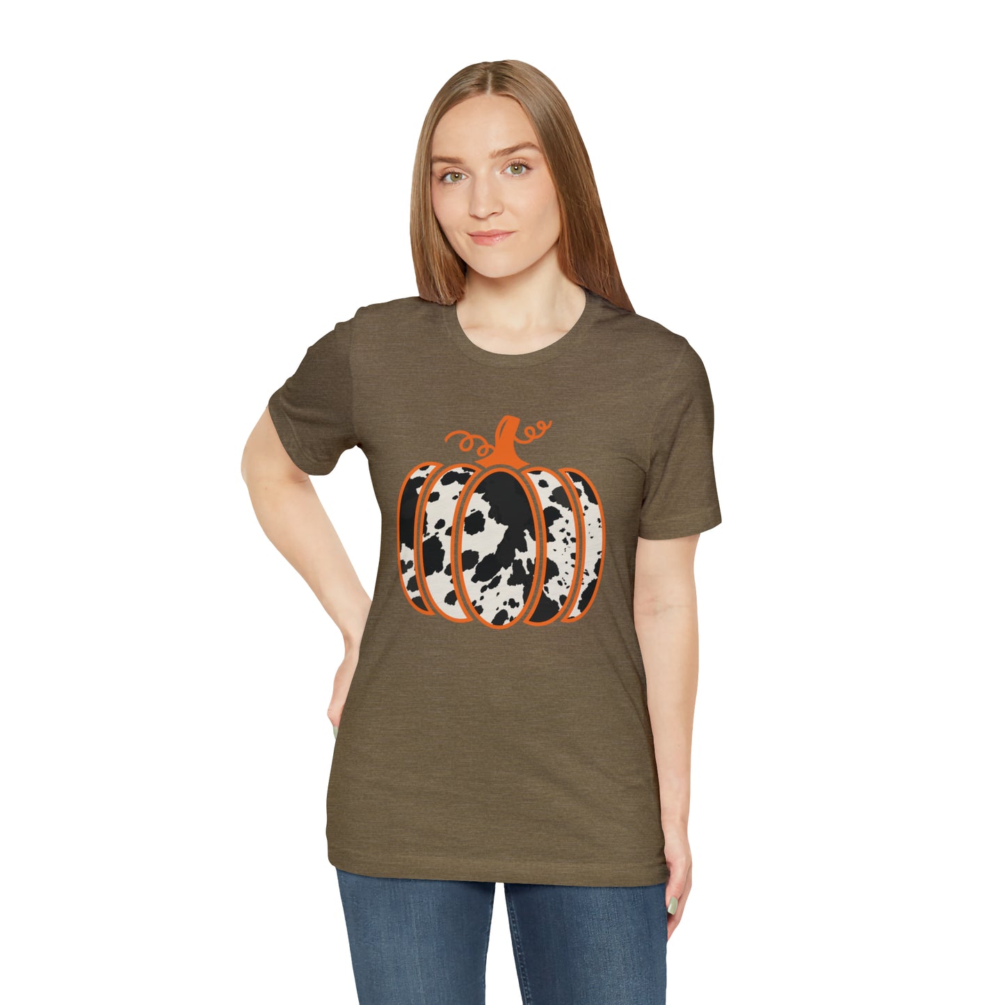 Cow Print Pumpkin Unisex Jersey Short Sleeve Graphic Tees