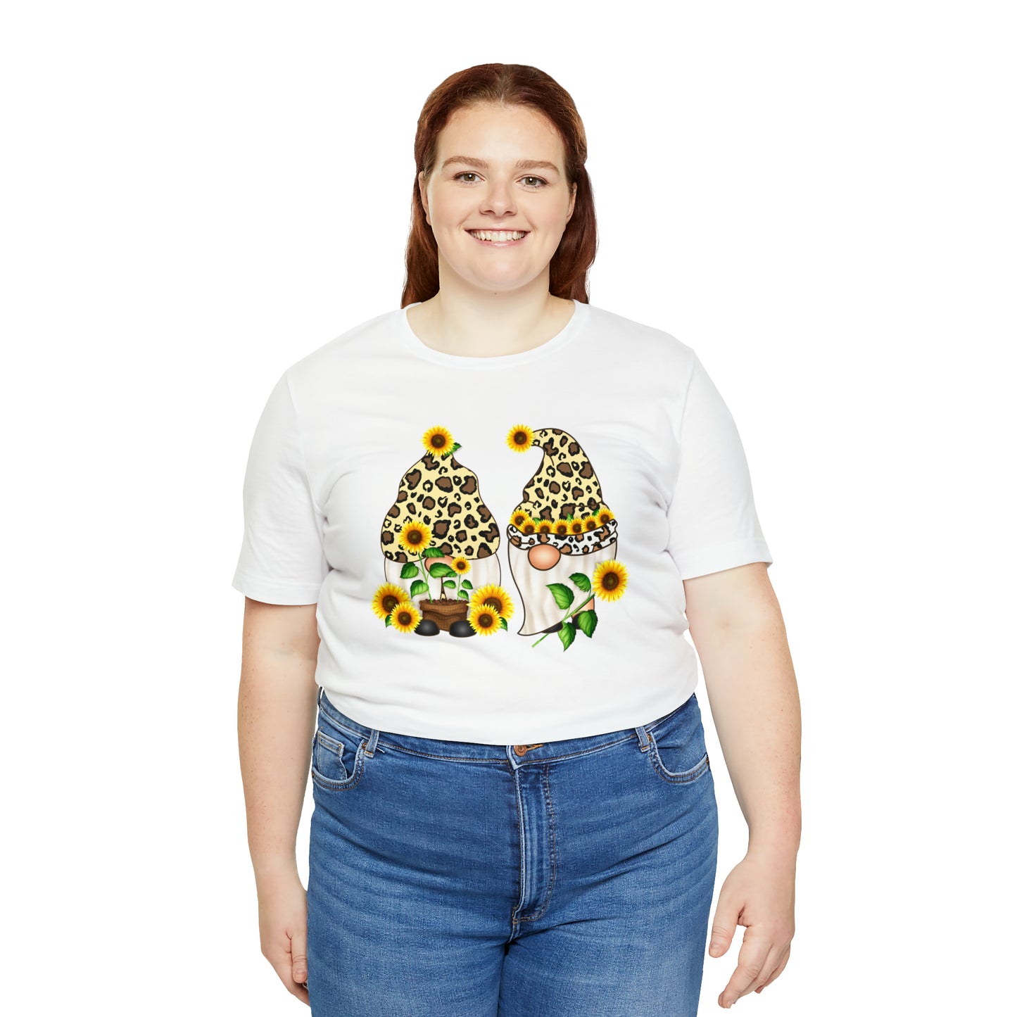 Gnomes and Sunflowers Unisex Jersey Short Sleeve Graphic Tees