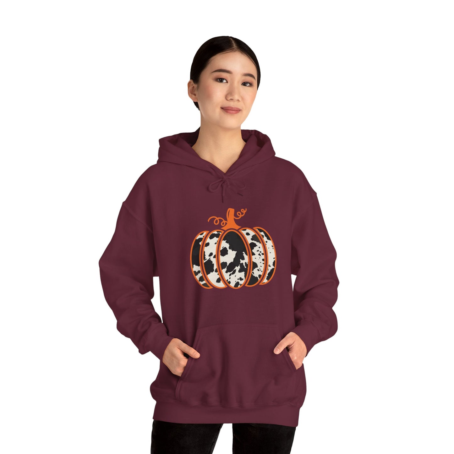 Cow Print Pumpkin Unisex Heavy Blend™ Hooded Sweatshirt