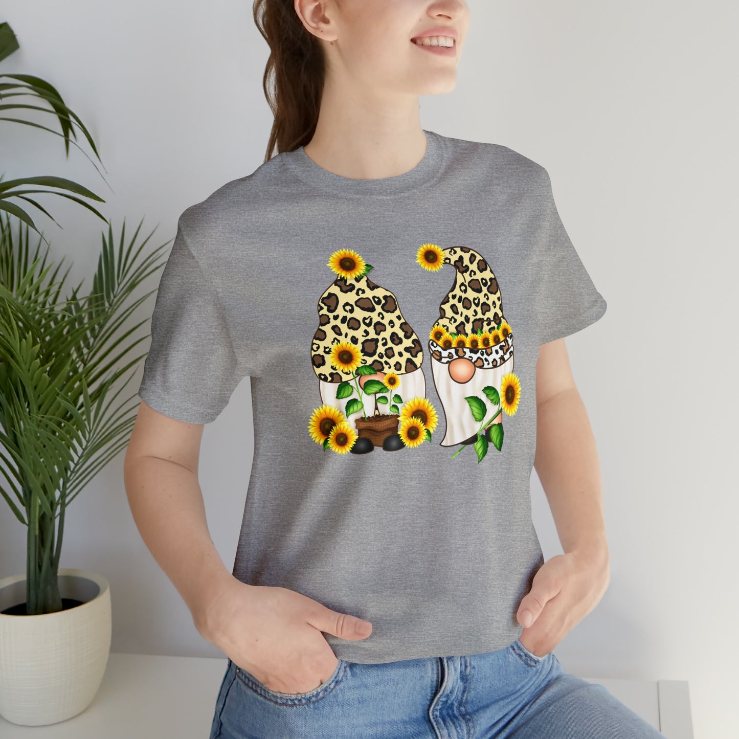 Gnomes and Sunflowers Unisex Jersey Short Sleeve Graphic Tees