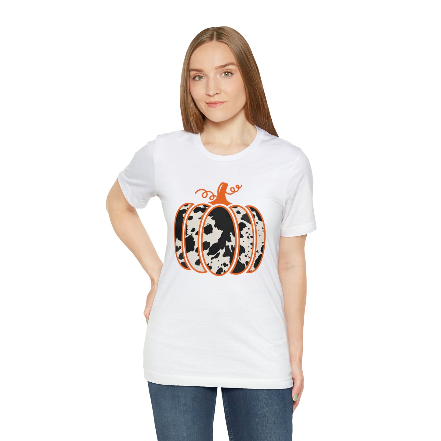 Cow Print Pumpkin Unisex Jersey Short Sleeve Graphic Tees