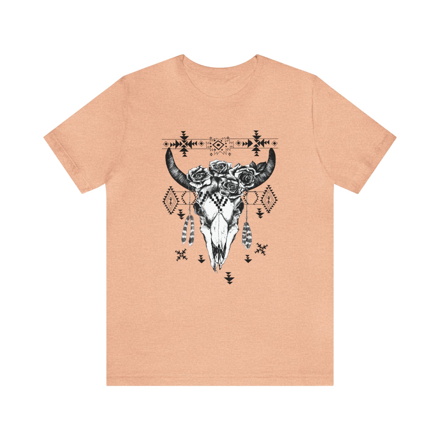 Cow Skull with Roses Unisex Jersey Short Sleeve Graphic Tees