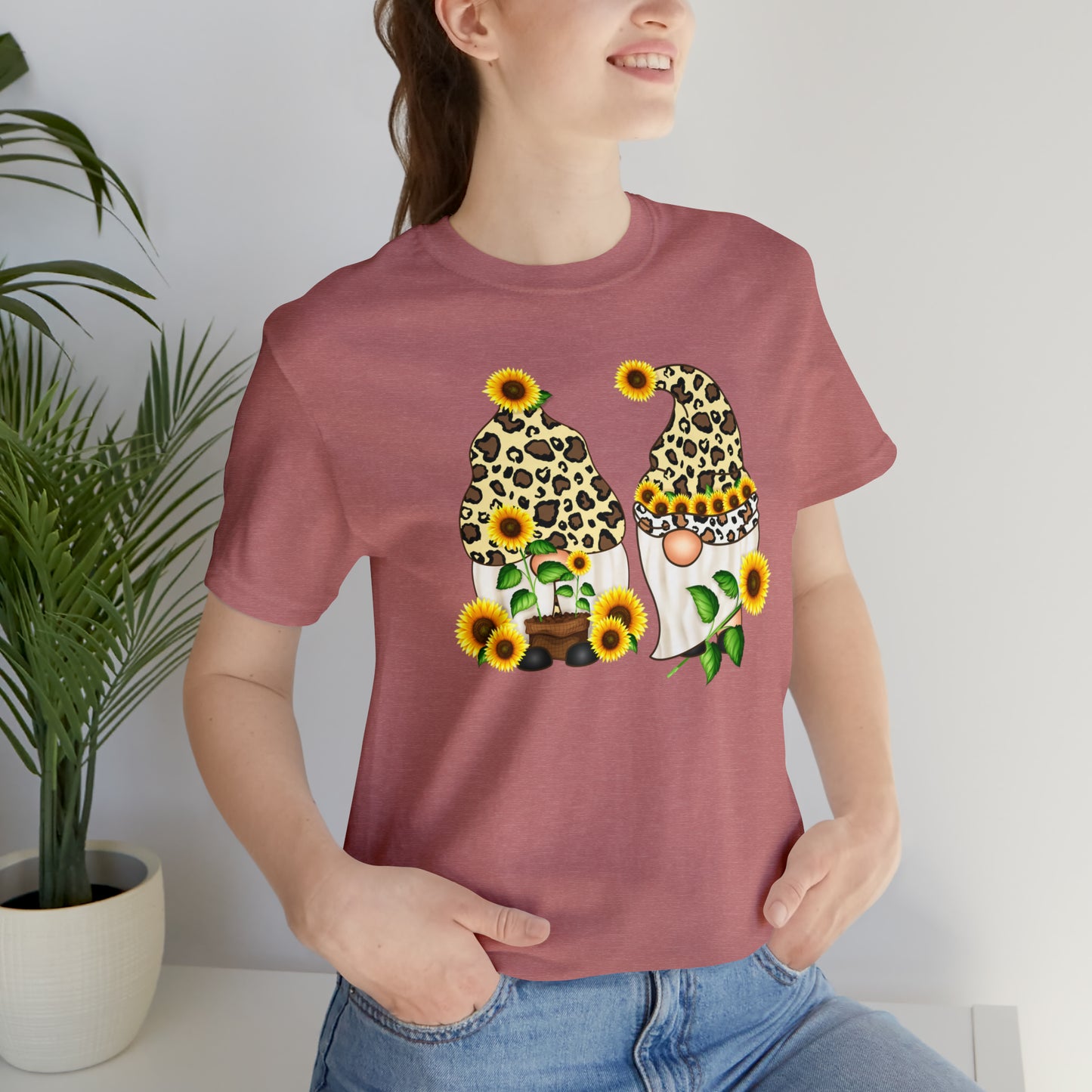 Gnomes and Sunflowers Unisex Jersey Short Sleeve Graphic Tees