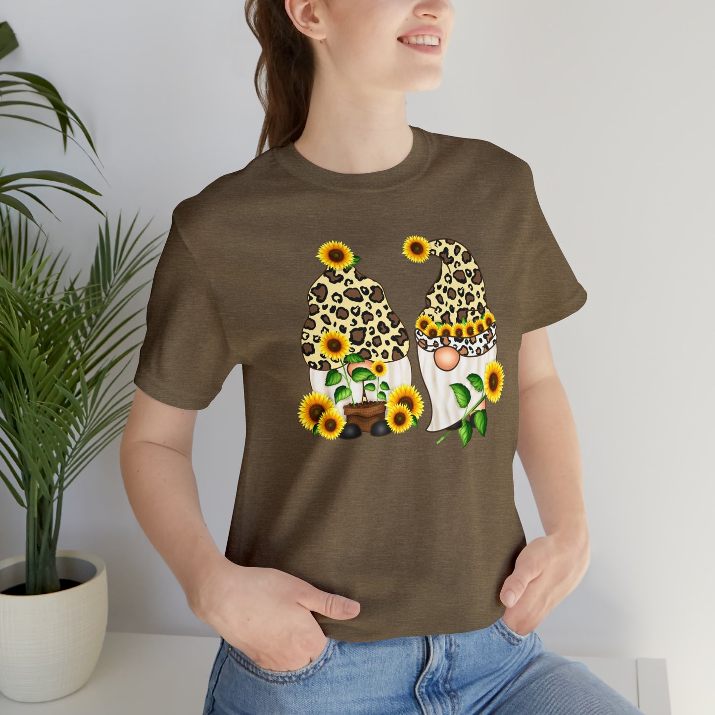 Gnomes and Sunflowers Unisex Jersey Short Sleeve Graphic Tees