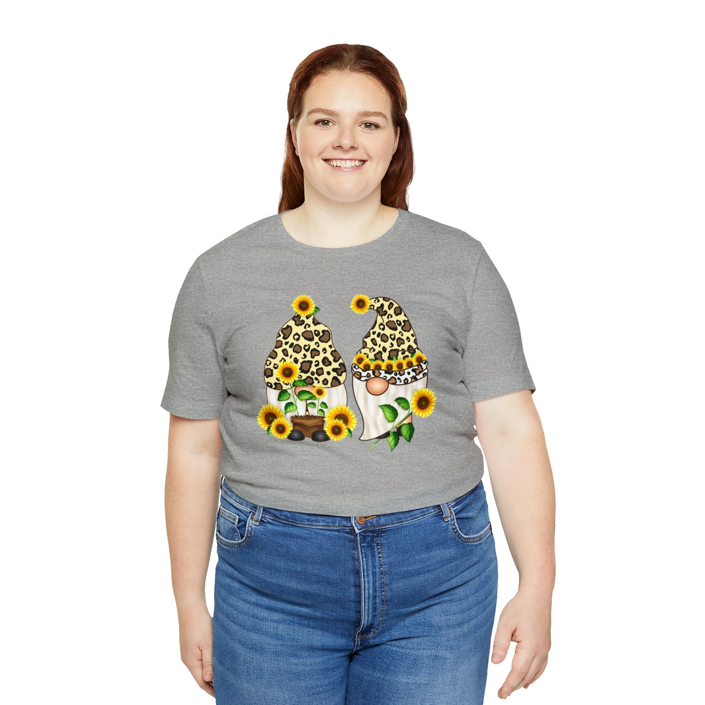 Gnomes and Sunflowers Unisex Jersey Short Sleeve Graphic Tees