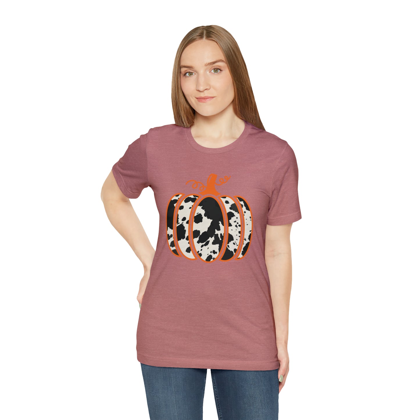 Cow Print Pumpkin Unisex Jersey Short Sleeve Graphic Tees