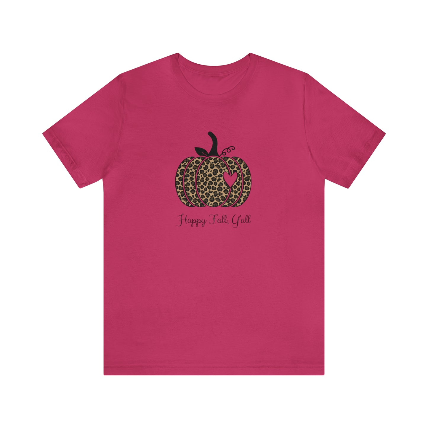 Happy Fall Y'all Cheetah Pumpkin Unisex Jersey Short Sleeve Tee Graphic Tees