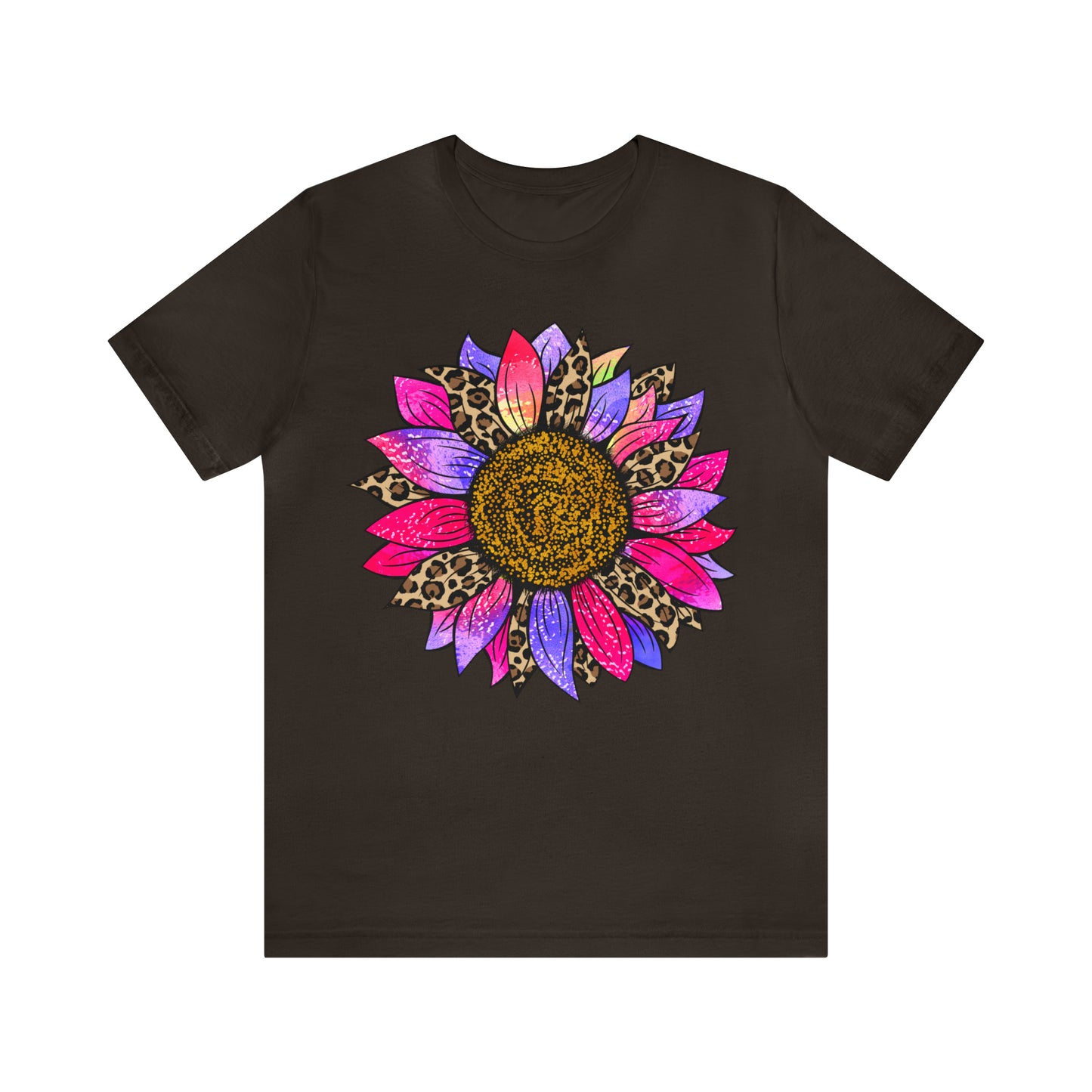 Pink/Purple Cheetah Sunflower Unisex Jersey Short Sleeve Graphic Tees