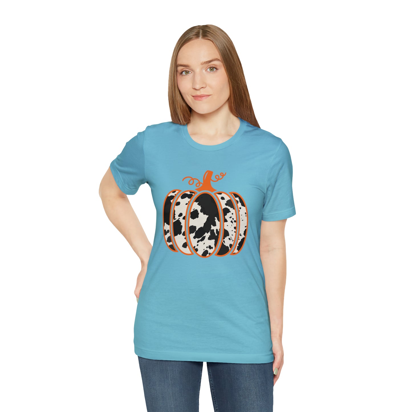 Cow Print Pumpkin Unisex Jersey Short Sleeve Graphic Tees