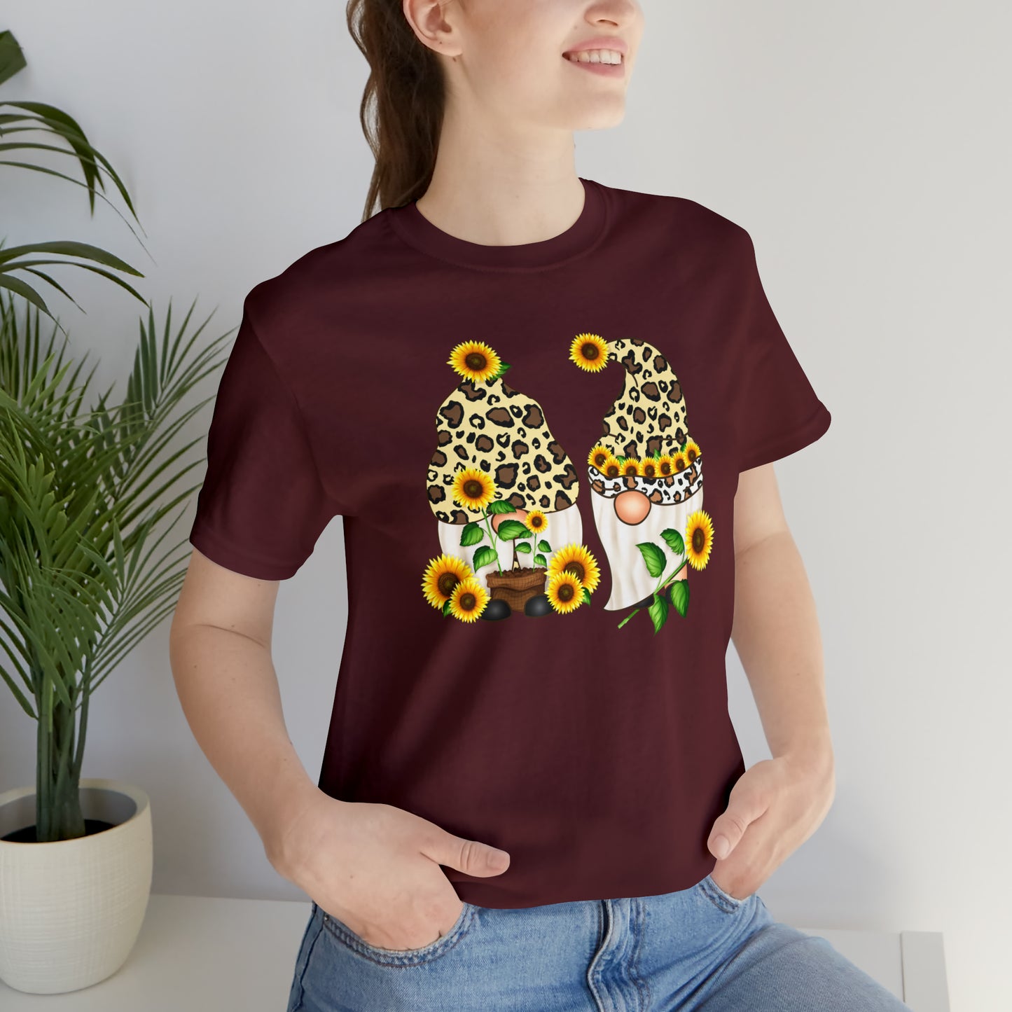 Gnomes and Sunflowers Unisex Jersey Short Sleeve Graphic Tees