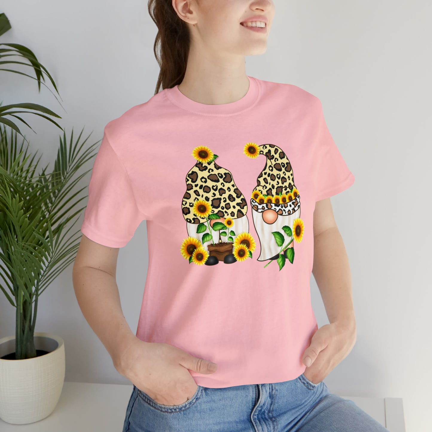 Gnomes and Sunflowers Unisex Jersey Short Sleeve Graphic Tees