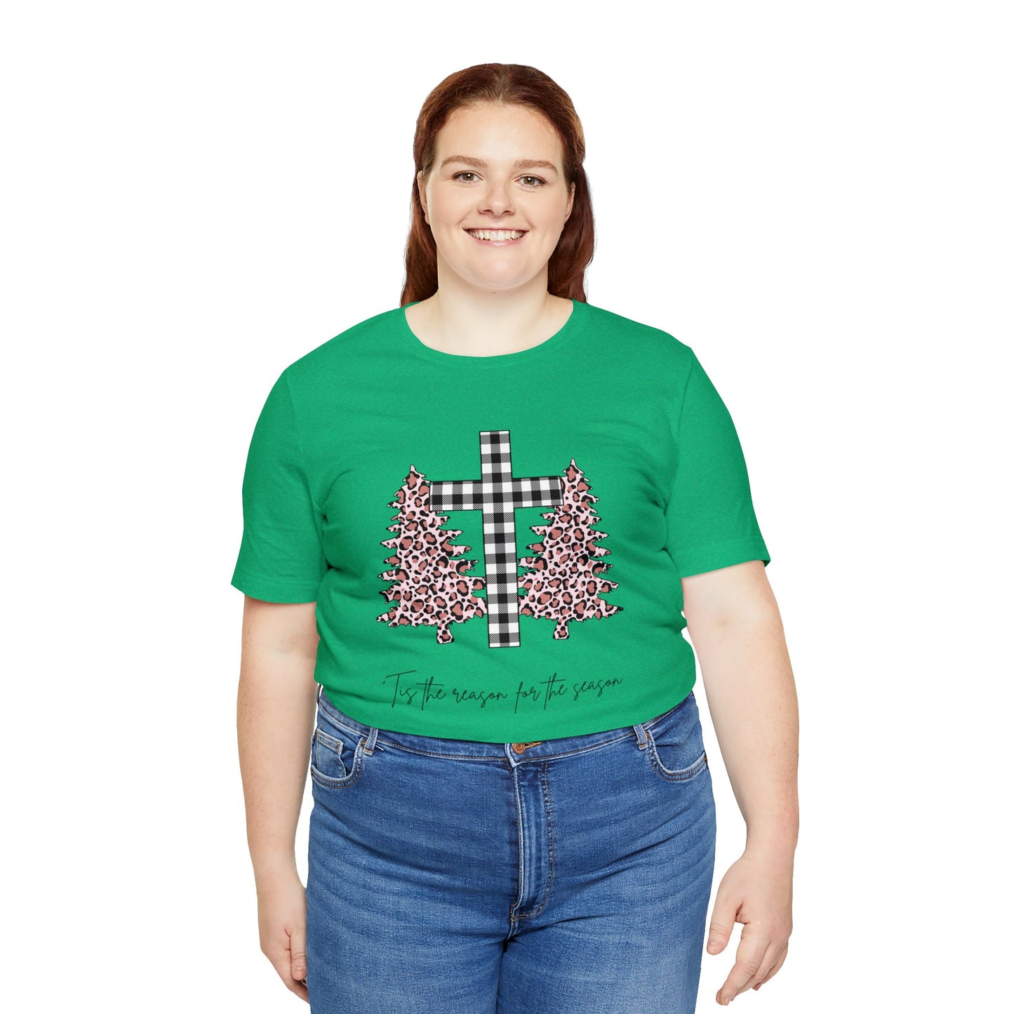 'Tis the Reason for the season Cheetah Print Unisex Jersey Short Sleeve Graphic Tees