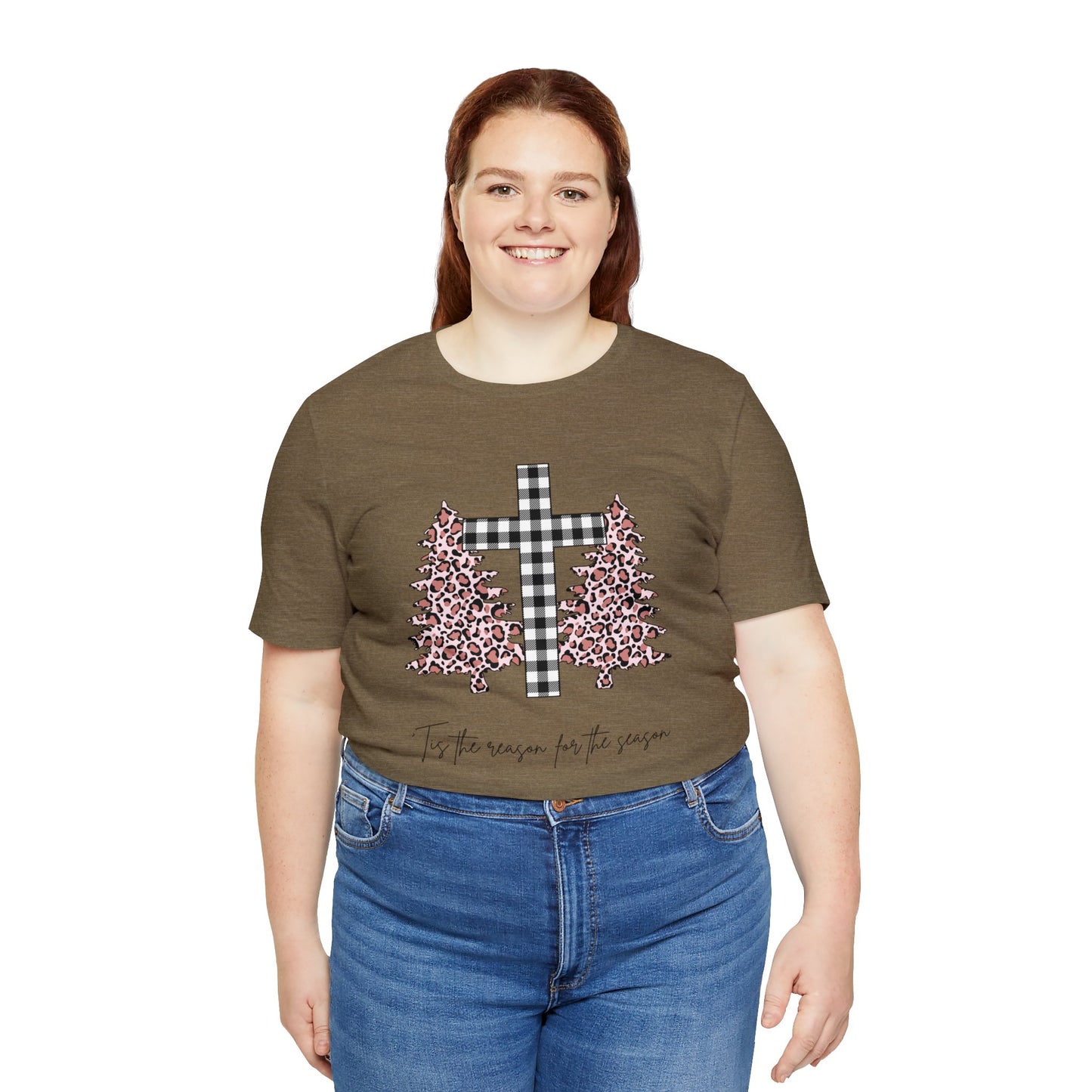 'Tis the Reason for the season Cheetah Print Unisex Jersey Short Sleeve Graphic Tees