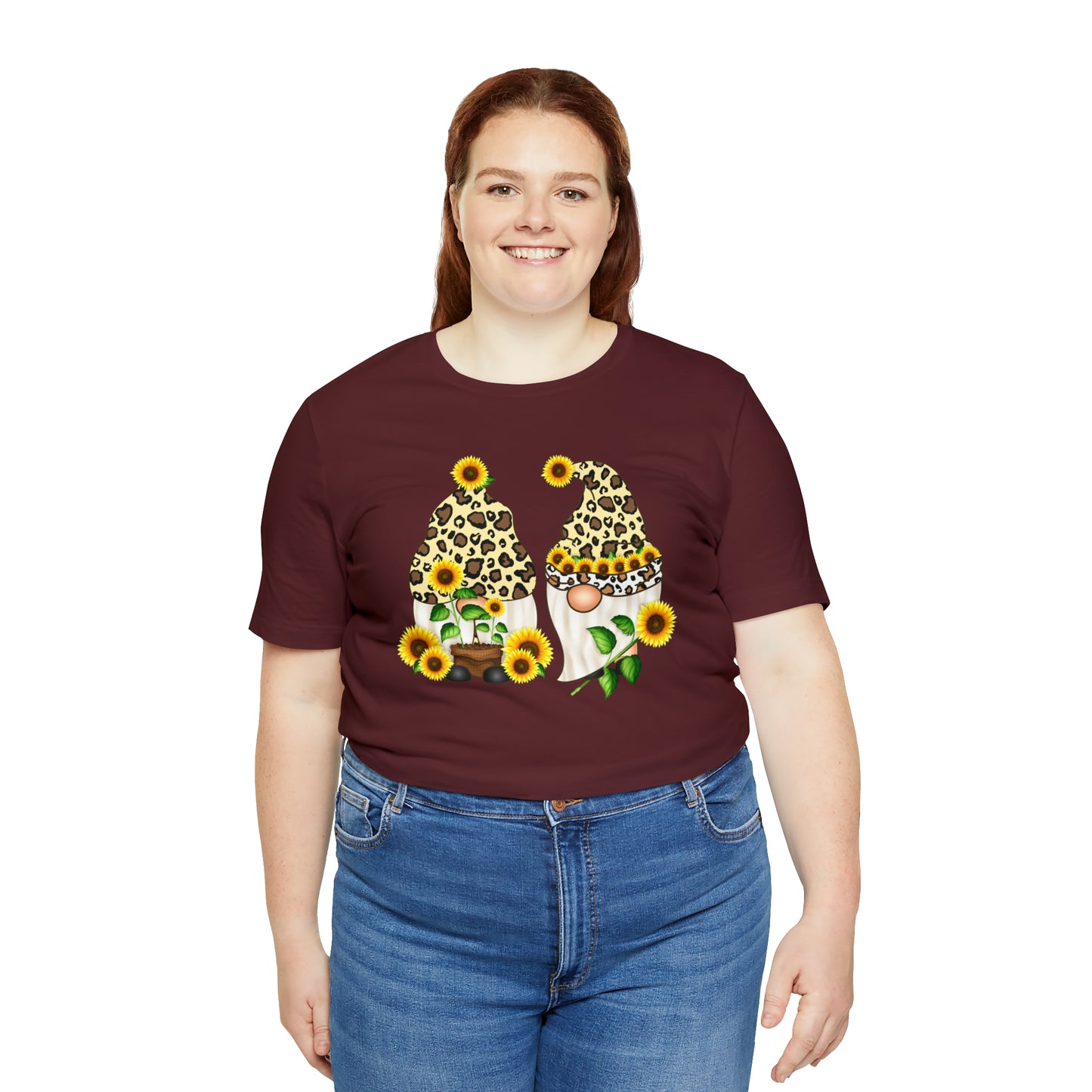 Gnomes and Sunflowers Unisex Jersey Short Sleeve Graphic Tees