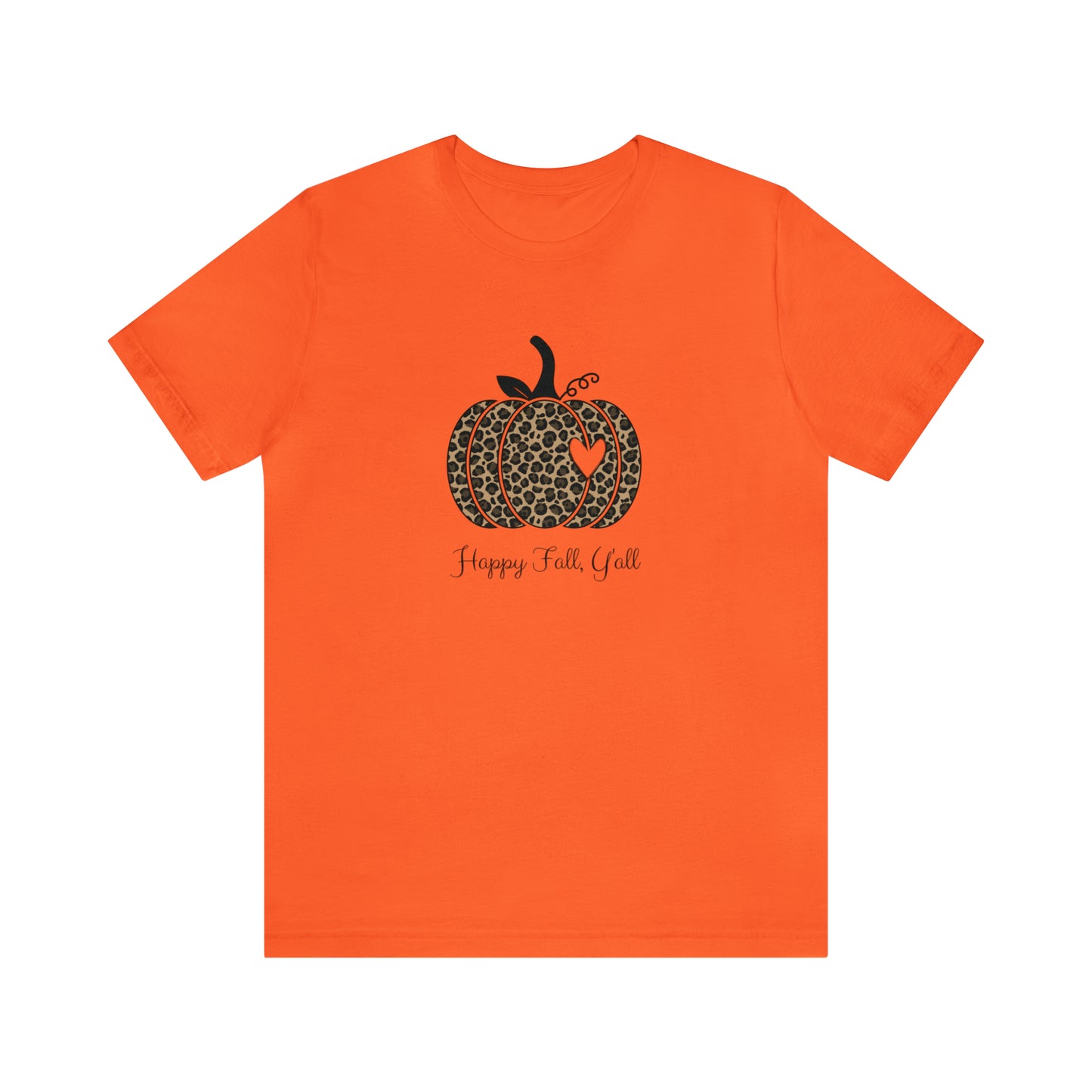 Happy Fall Y'all Cheetah Pumpkin Unisex Jersey Short Sleeve Tee Graphic Tees