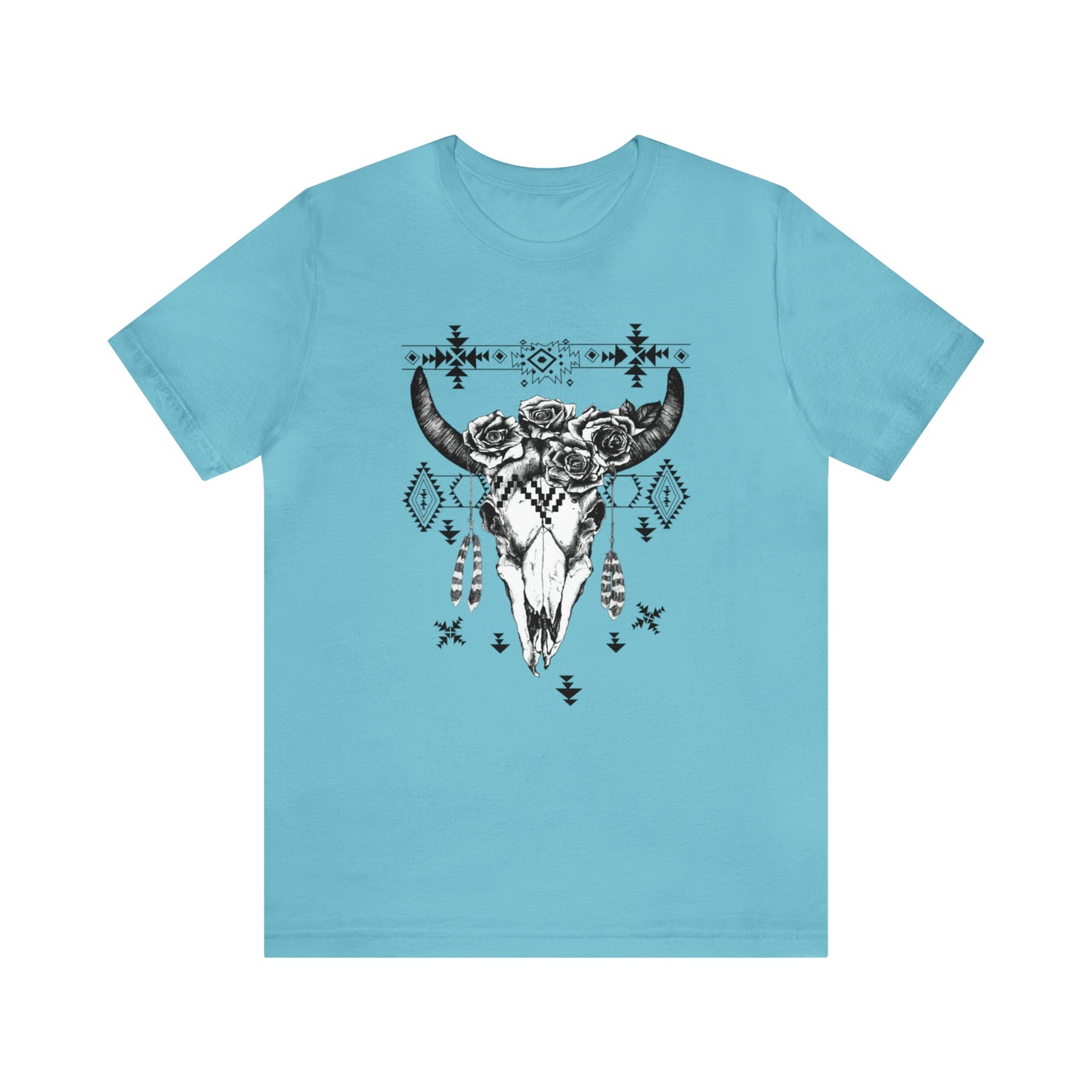 Cow Skull with Roses Unisex Jersey Short Sleeve Graphic Tees