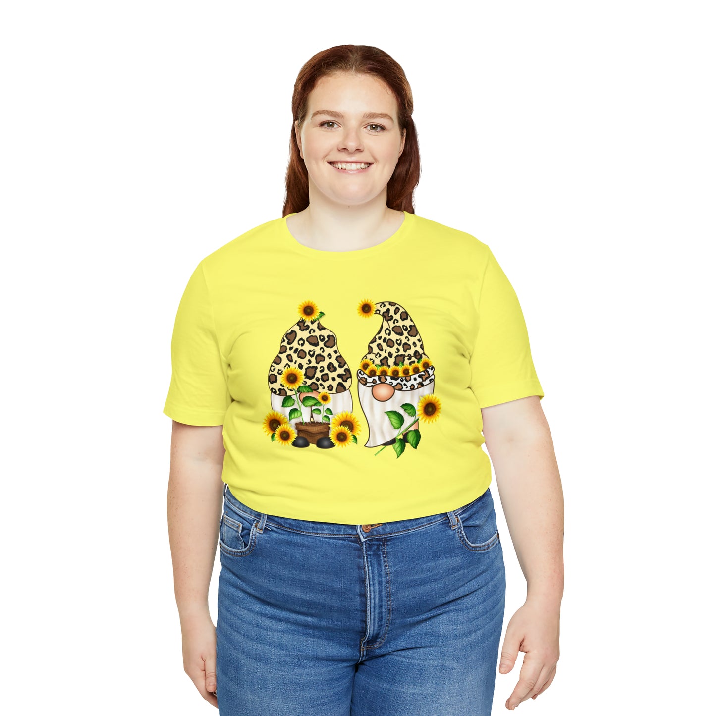 Gnomes and Sunflowers Unisex Jersey Short Sleeve Graphic Tees