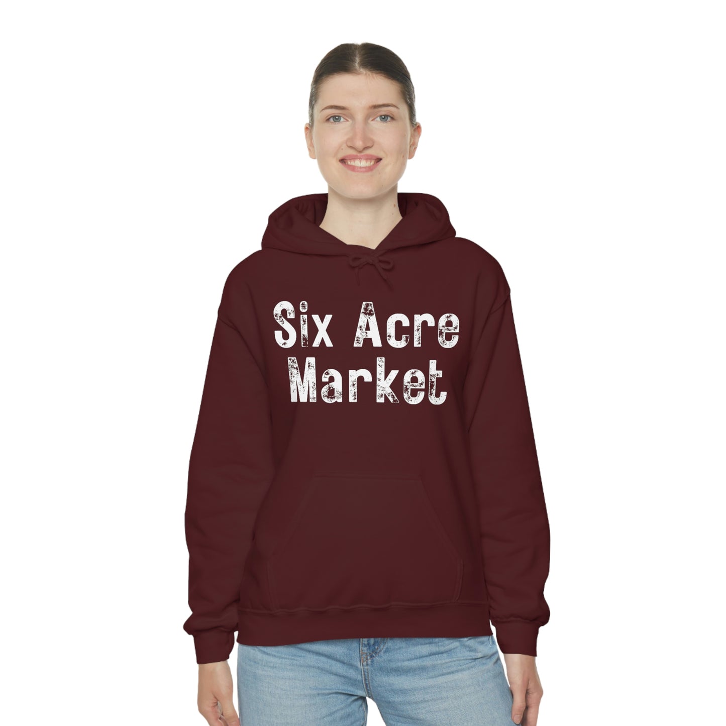 Six Acre Market Merch Unisex Heavy Blend Hooded Sweatshirt! Apparel!