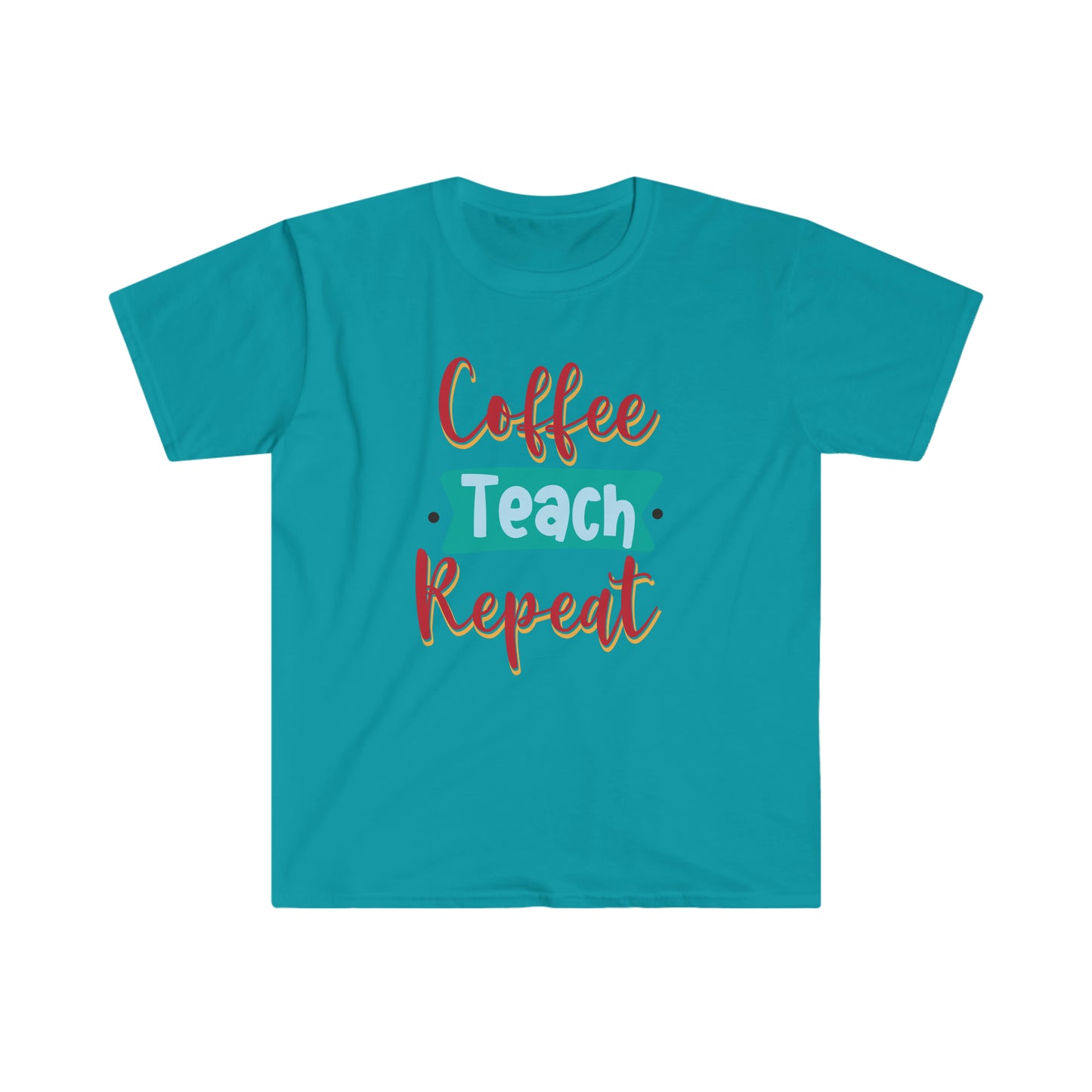 coffe-teach-repeat Unisex Softstyle T-Shirt Graphic Tees!