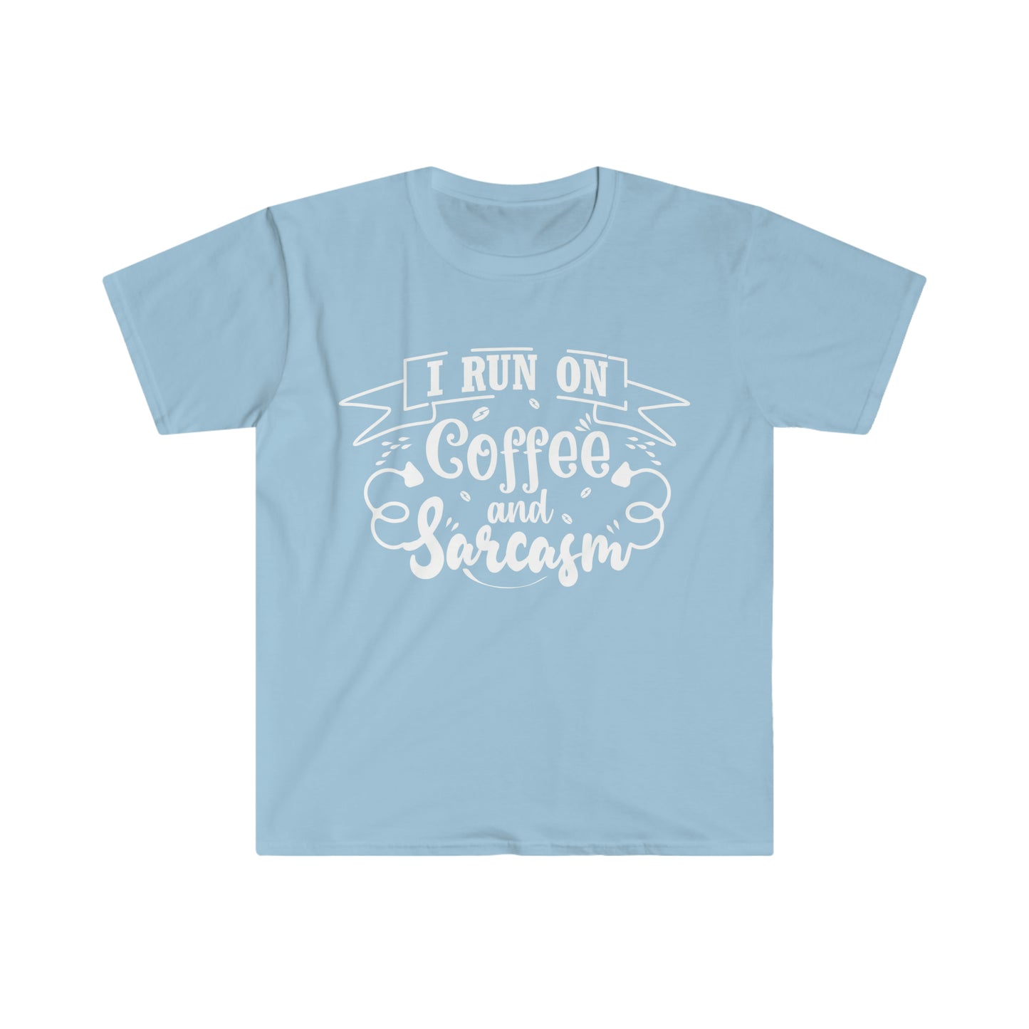 I run on Coffee and Sarcasm Unisex Softstyle T-Shirt Graphic Tees