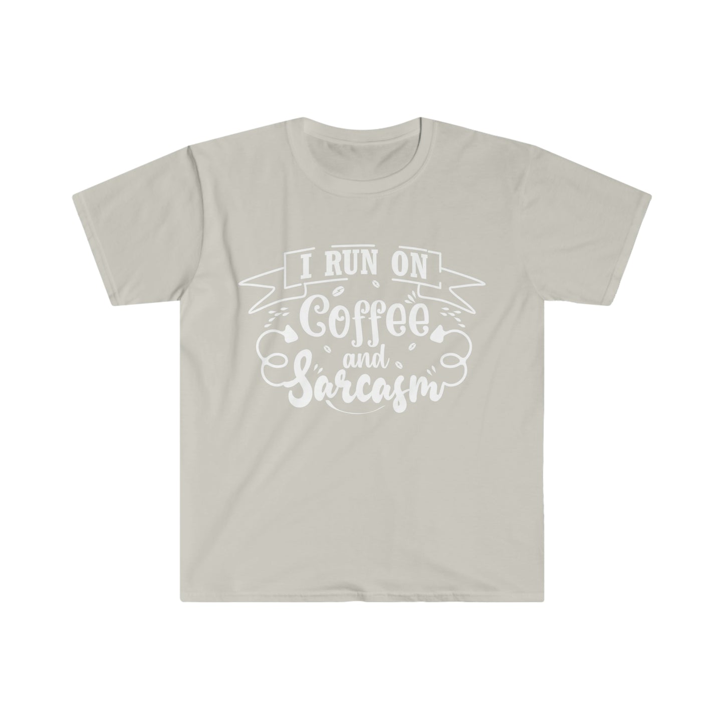 I run on Coffee and Sarcasm Unisex Softstyle T-Shirt Graphic Tees