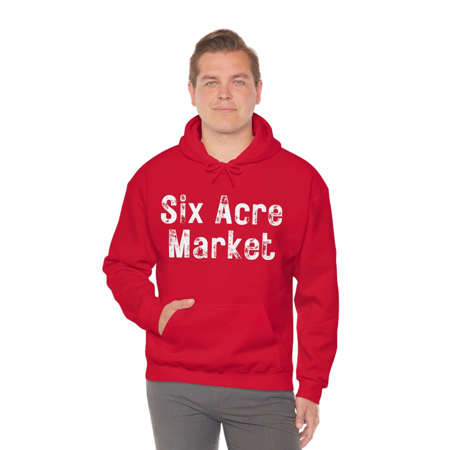 Six Acre Market Merch Unisex Heavy Blend Hooded Sweatshirt! Apparel!