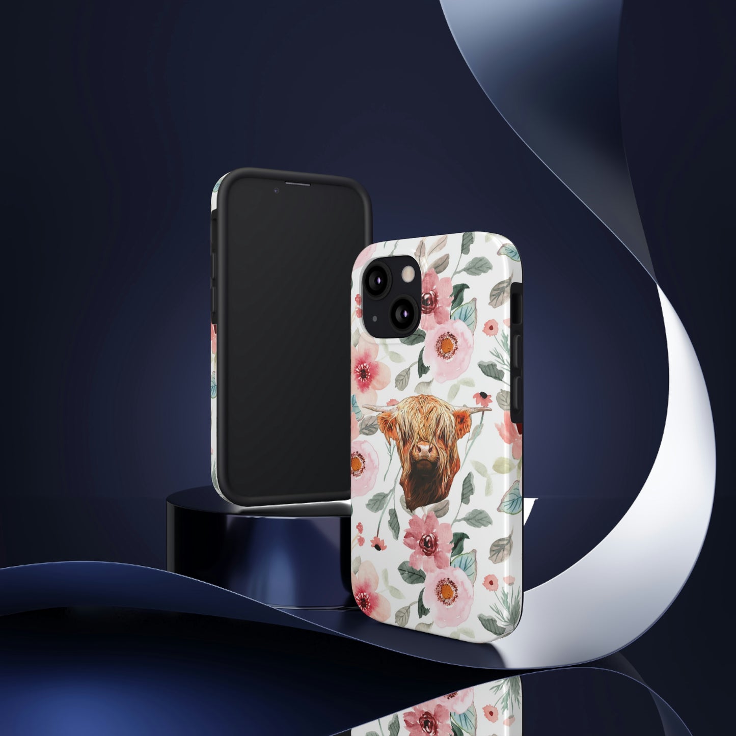 Floral Highland Cow Tough Phone Cases, Case-Mate Phone Case