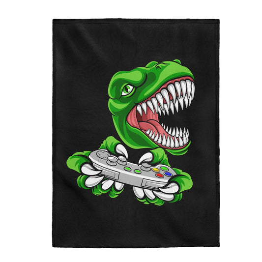 Gamer T-Rex Velveteen Plush Blanket