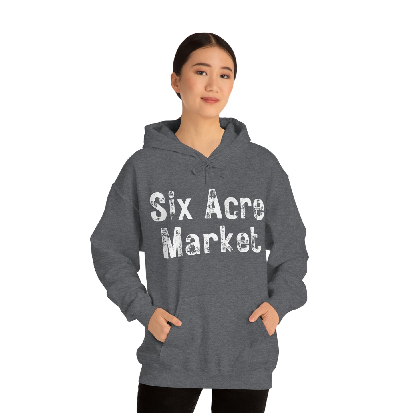 Six Acre Market Merch Unisex Heavy Blend Hooded Sweatshirt! Apparel!