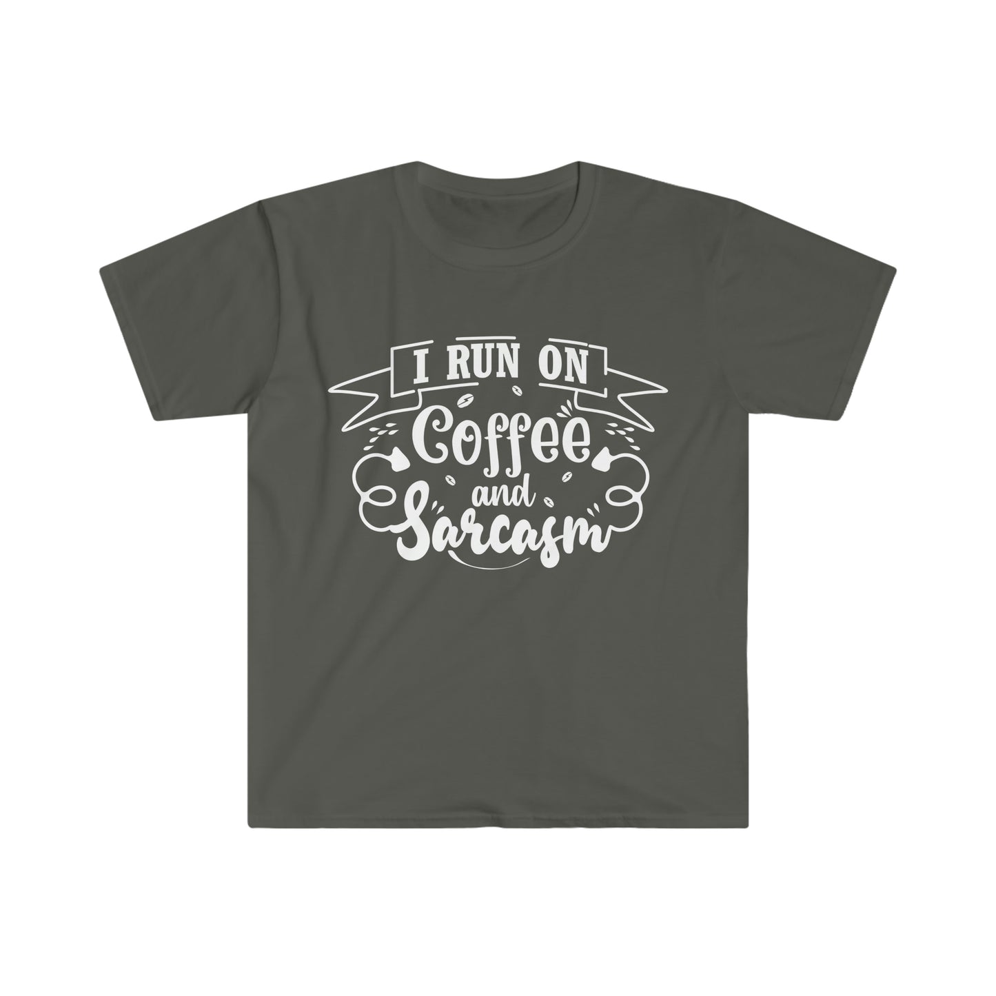 I run on Coffee and Sarcasm Unisex Softstyle T-Shirt Graphic Tees