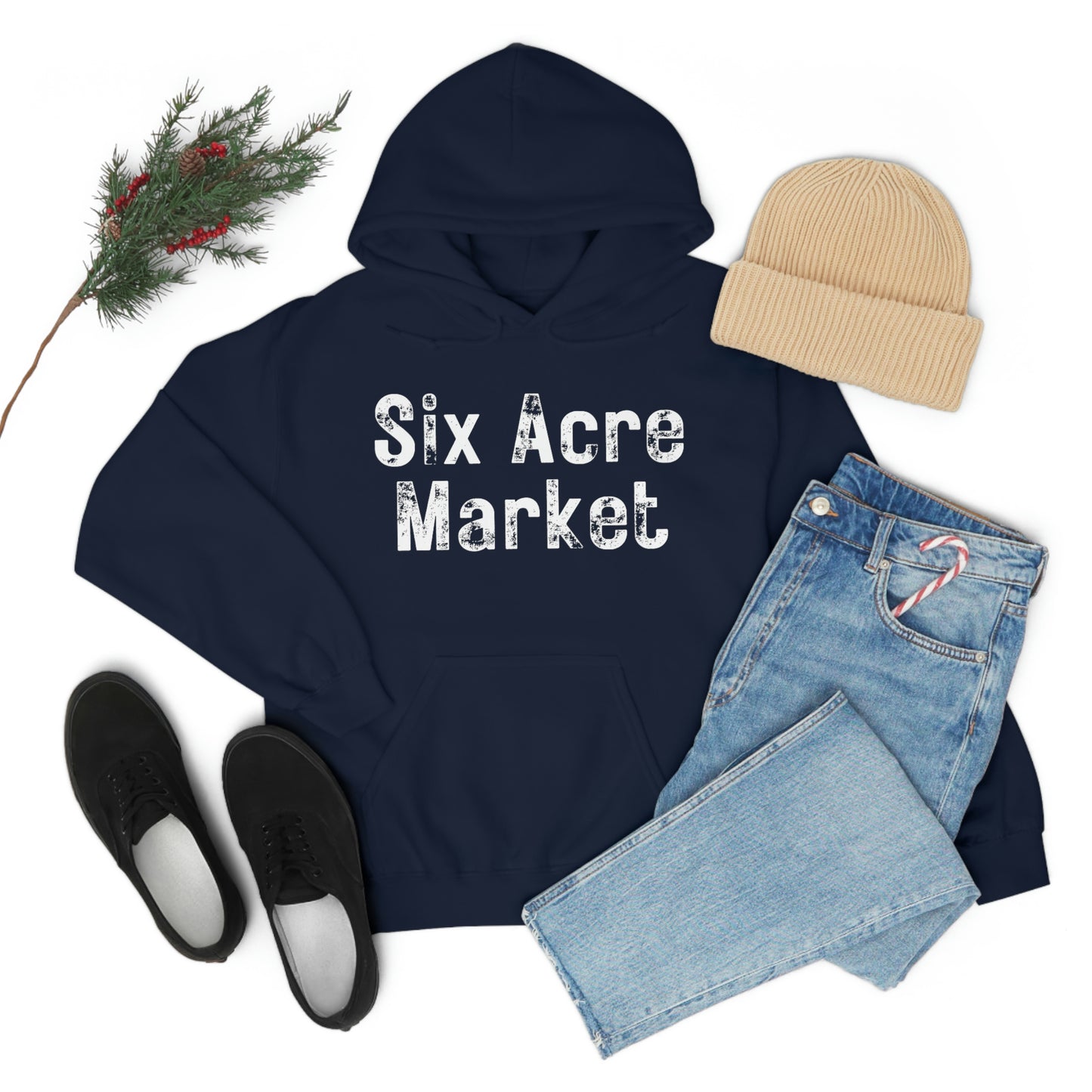 Six Acre Market Merch Unisex Heavy Blend Hooded Sweatshirt! Apparel!