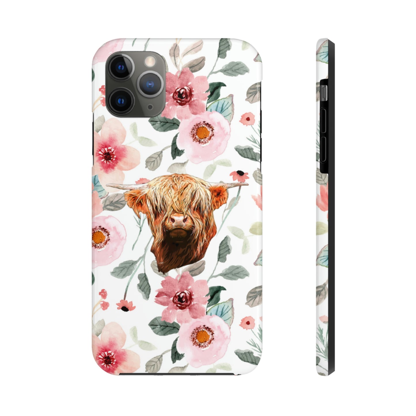 Floral Highland Cow Tough Phone Cases, Case-Mate Phone Case