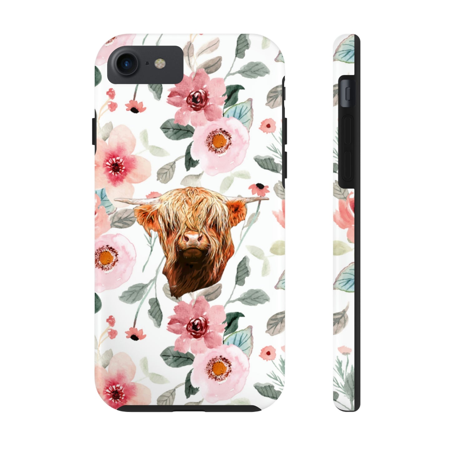 Floral Highland Cow Tough Phone Cases, Case-Mate Phone Case