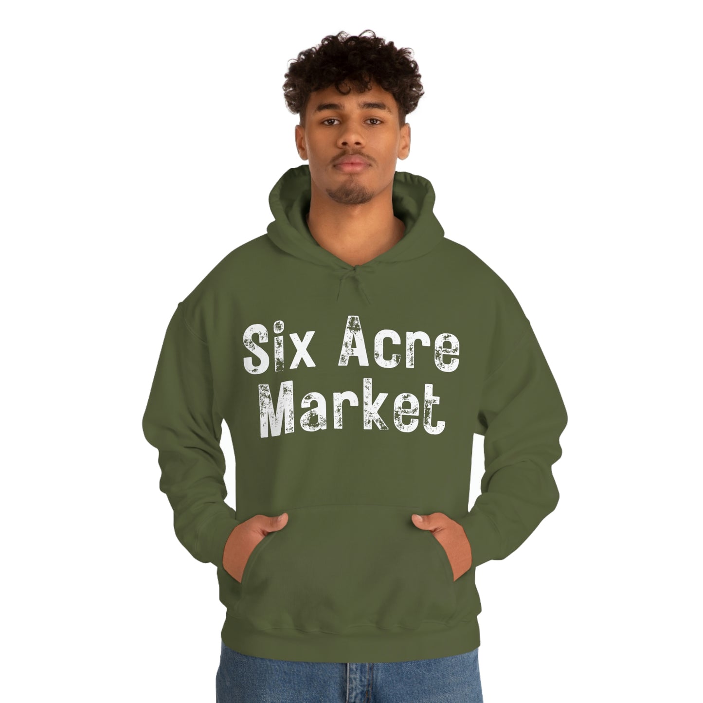 Six Acre Market Merch Unisex Heavy Blend Hooded Sweatshirt! Apparel!