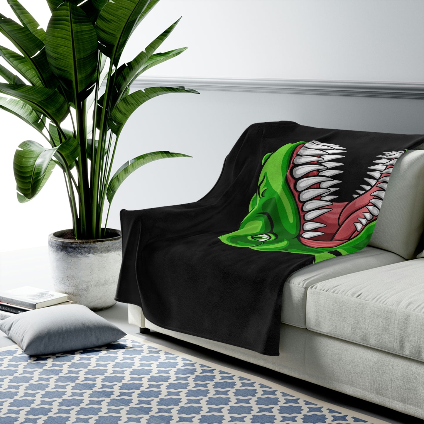 Gamer T-Rex Velveteen Plush Blanket