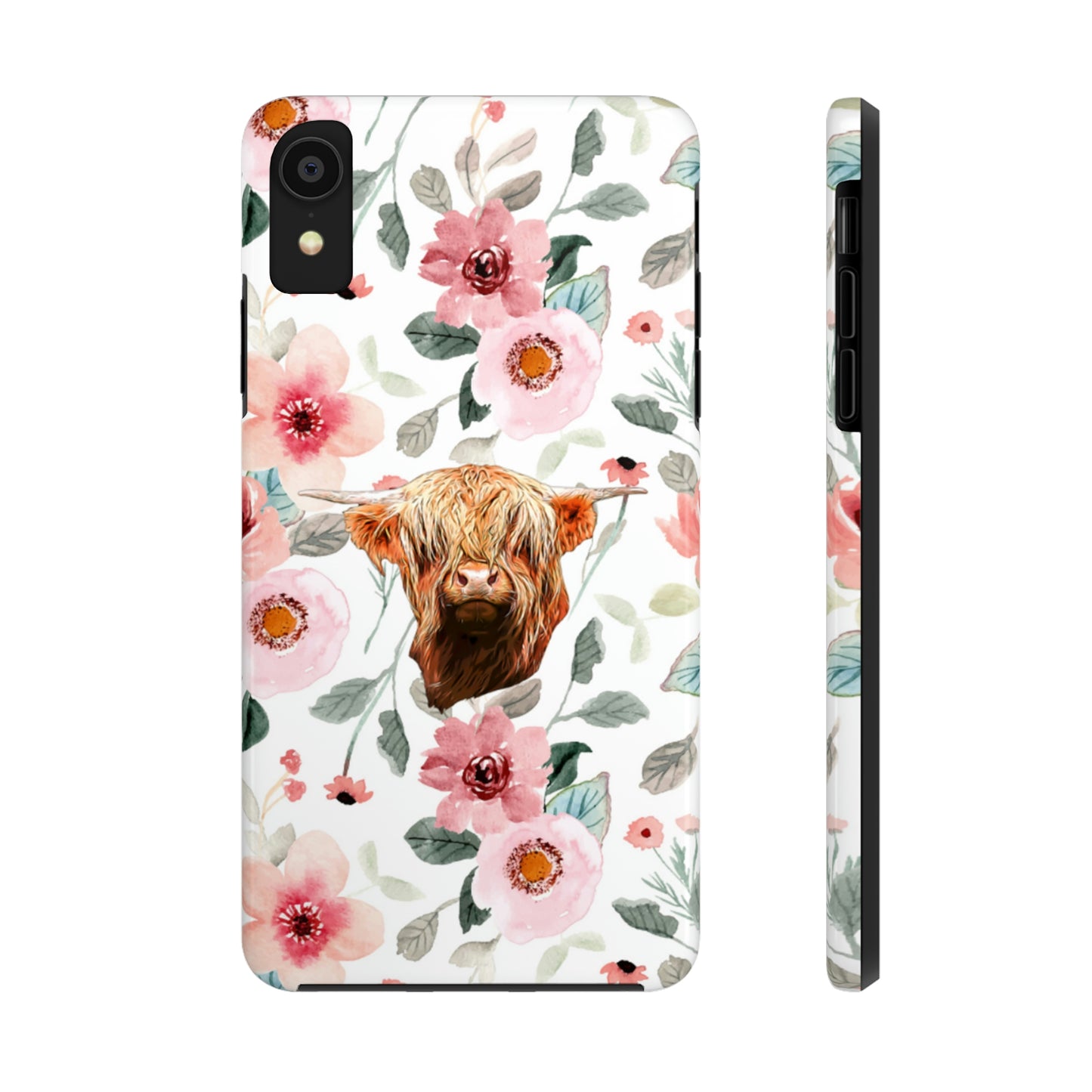 Floral Highland Cow Tough Phone Cases, Case-Mate Phone Case