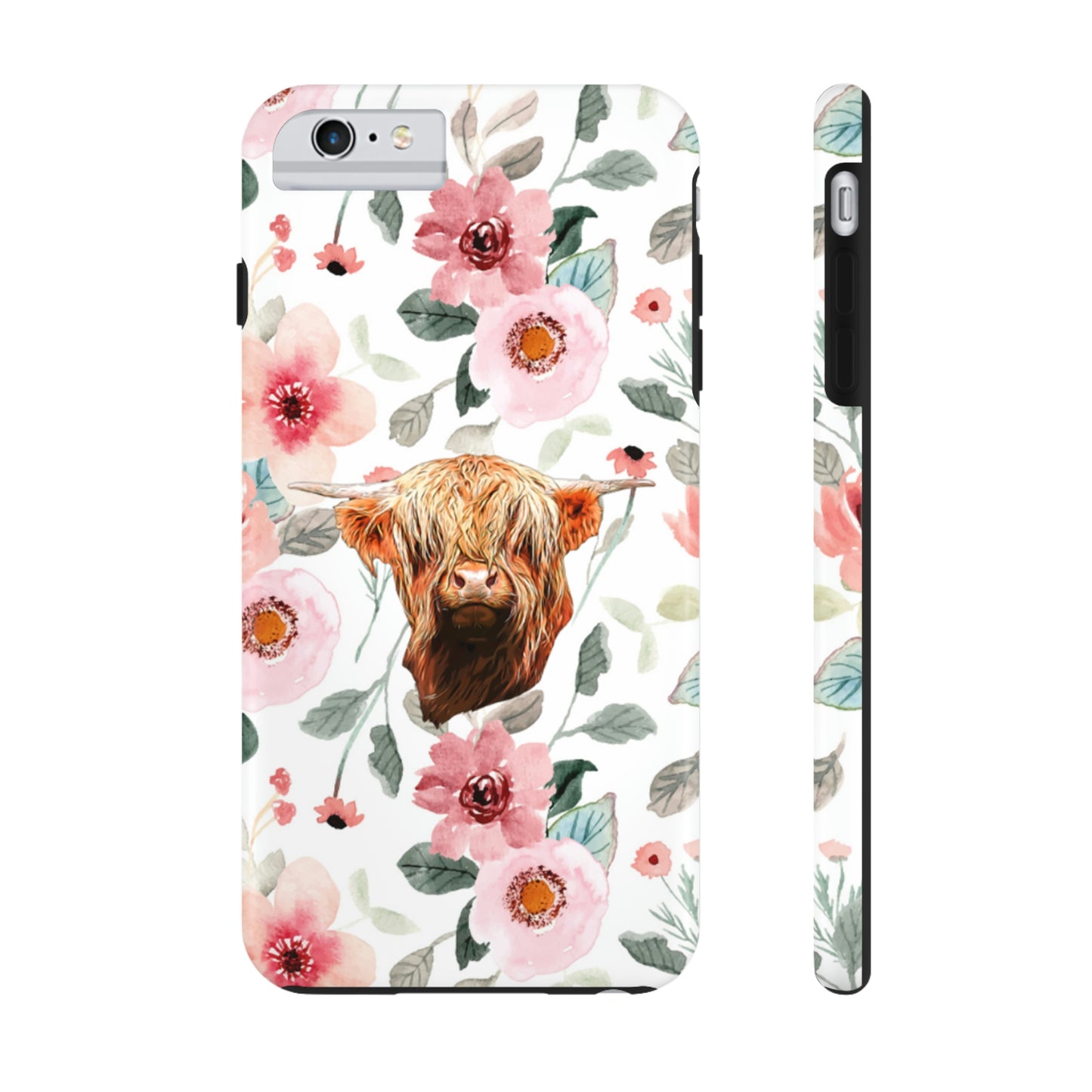 Floral Highland Cow Tough Phone Cases, Case-Mate Phone Case