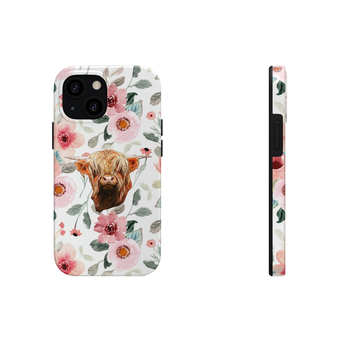 Floral Highland Cow Tough Phone Cases, Case-Mate Phone Case