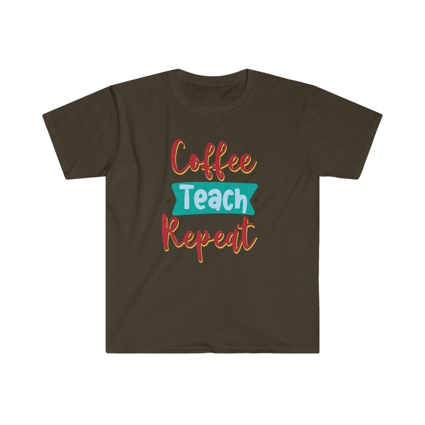 coffe-teach-repeat Unisex Softstyle T-Shirt Graphic Tees!