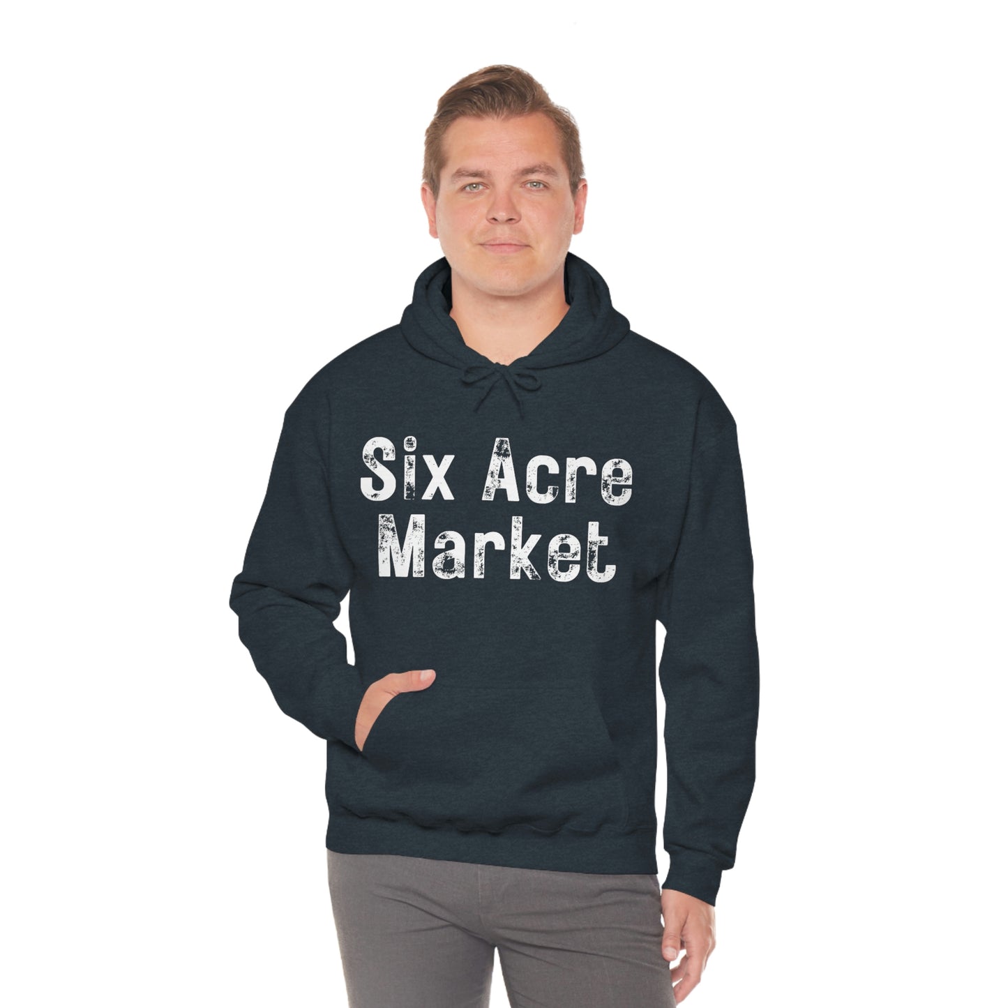 Six Acre Market Merch Unisex Heavy Blend Hooded Sweatshirt! Apparel!