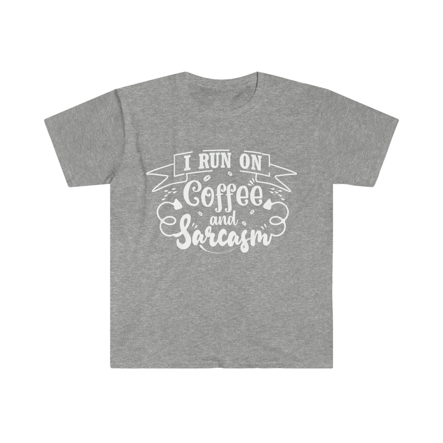 I run on Coffee and Sarcasm Unisex Softstyle T-Shirt Graphic Tees