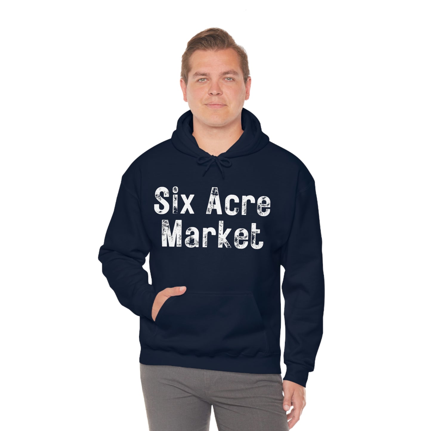 Six Acre Market Merch Unisex Heavy Blend Hooded Sweatshirt! Apparel!