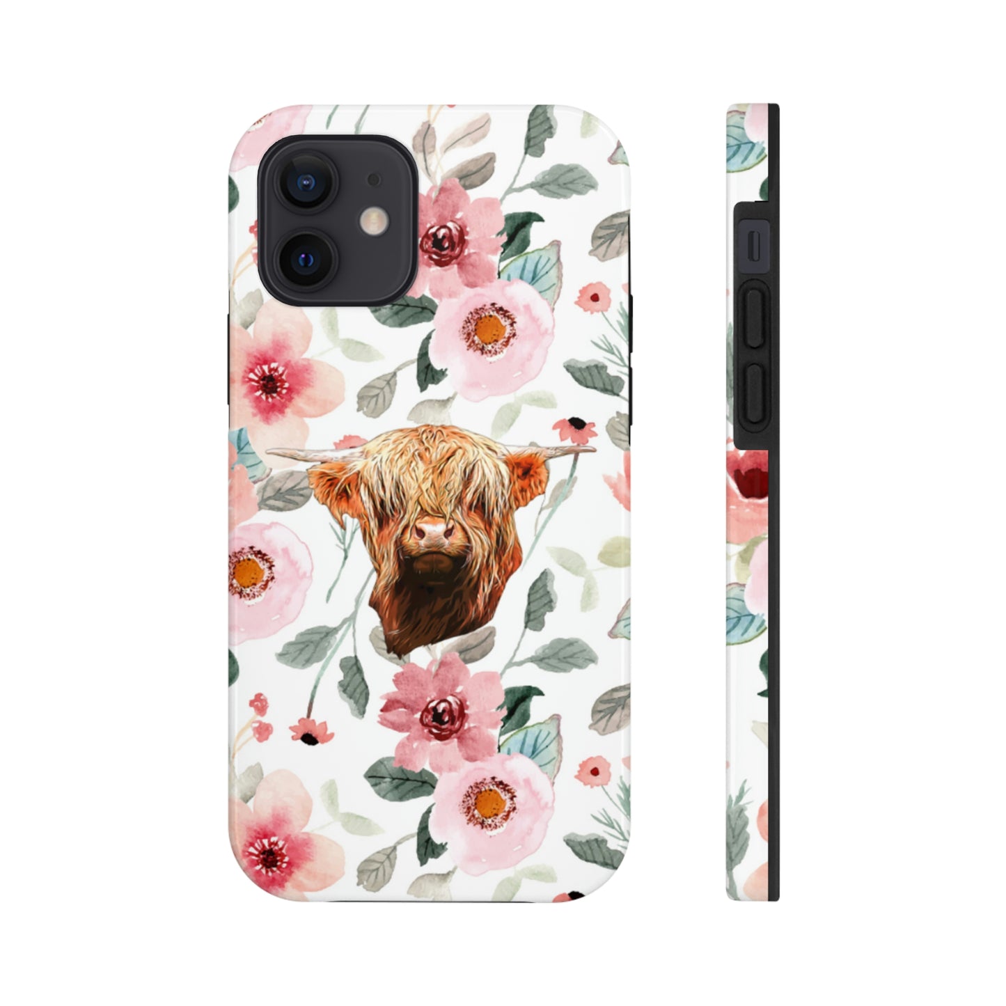 Floral Highland Cow Tough Phone Cases, Case-Mate Phone Case