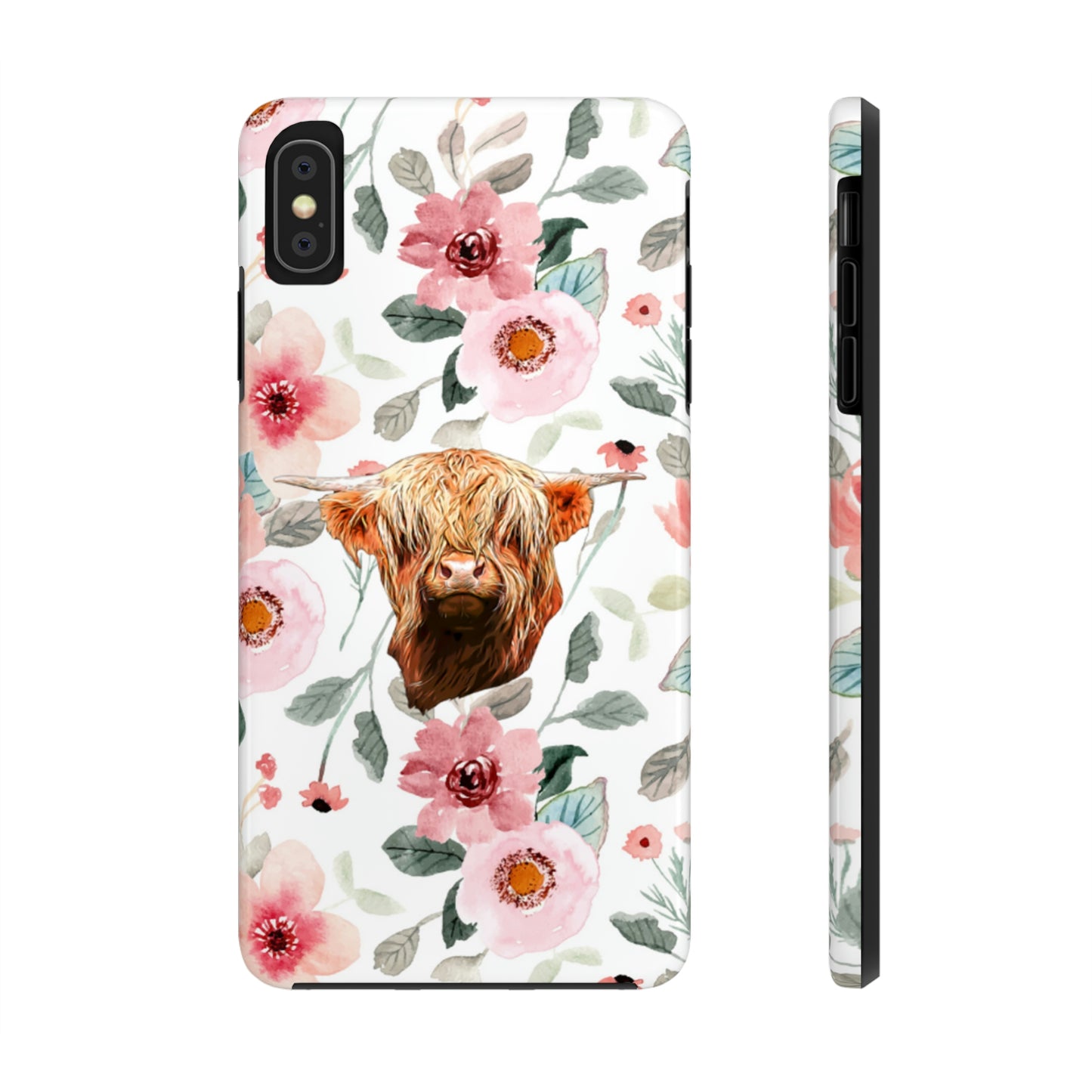 Floral Highland Cow Tough Phone Cases, Case-Mate Phone Case