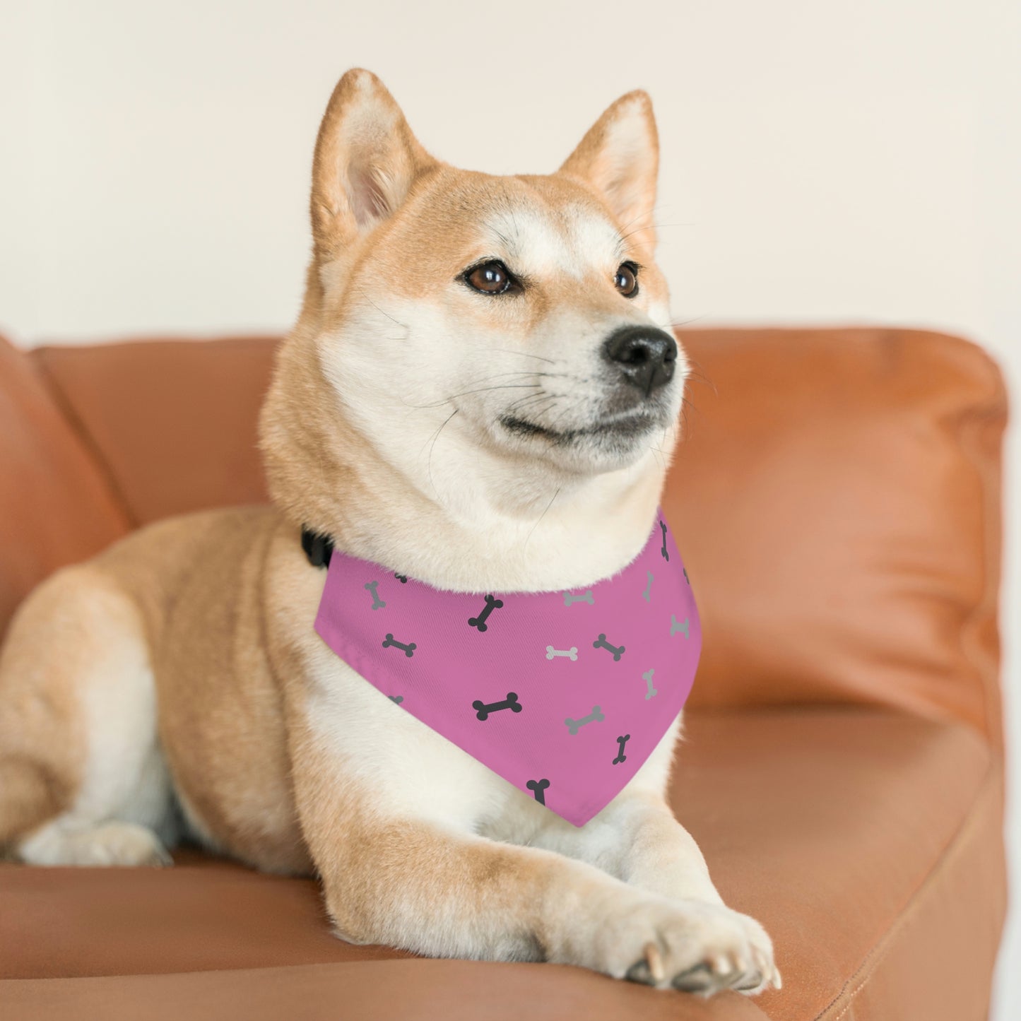 Light Pink Bones Pet Bandana Collar Pets